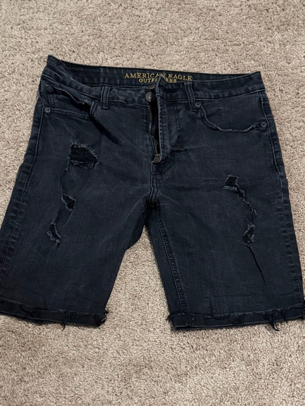 American Eagle Outfitters Black Distressed Denim Jean Shorts